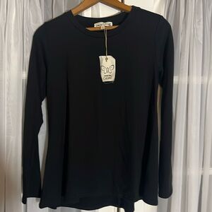 Johnny Was French Terry Long Sleeve Swing Tee Women’s X-Small Black